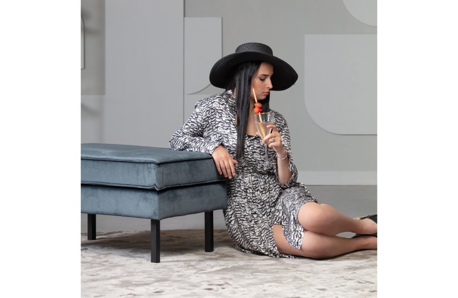 BEPUREHOME Rodeo puf - krikand blgrn fljl (84x54)