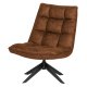 WOOOD Jouke drejestol - cognac imiteret lder og sort metal