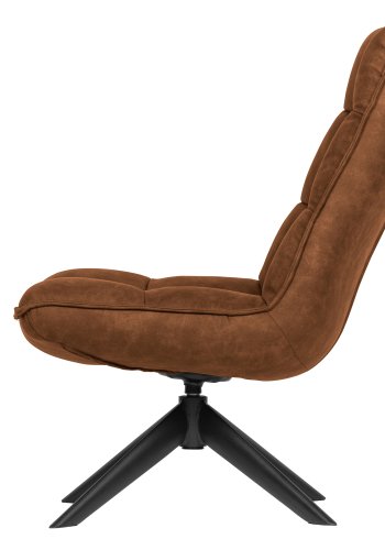 WOOOD Jouke drejestol - cognac imiteret lder og sort metal