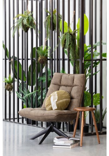 WOOOD Jouke drejestol - grn imiteret lder og sort metal