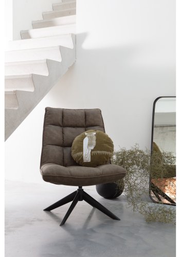 WOOOD Jouke drejestol - grn imiteret lder og sort metal