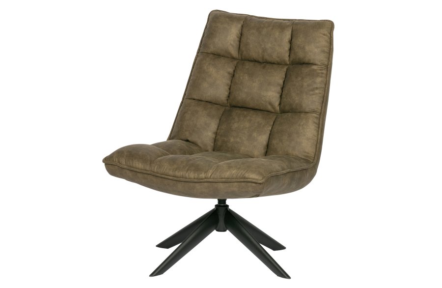 WOOOD Jouke drejestol - grn imiteret lder og sort metal