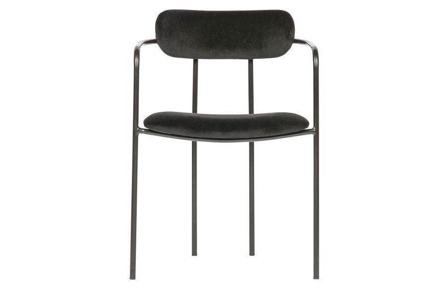 WOOOD EXCLUSIVE Ivy spisebordsstol, m. armln, stabelbar - sort fljl polyester og sort jern