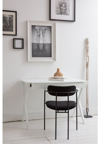 WOOOD EXCLUSIVE Ivy spisebordsstol, m. armln, stabelbar - sort fljl polyester og sort jern