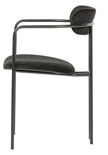 WOOOD EXCLUSIVE Ivy spisebordsstol, m. armln, stabelbar - sort fljl polyester og sort jern