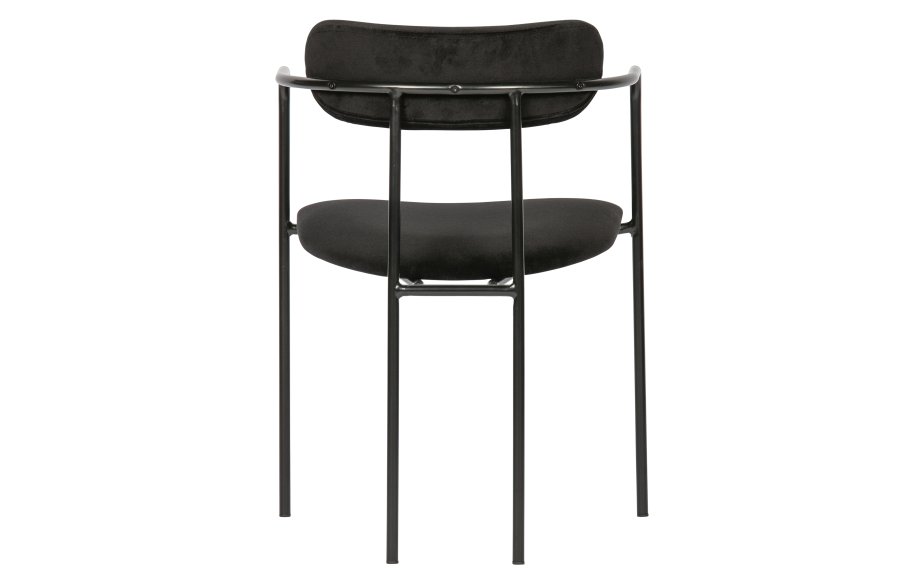 WOOOD EXCLUSIVE Ivy spisebordsstol, m. armln, stabelbar - sort fljl polyester og sort jern