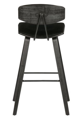 WOOOD EXCLUSIVE Senn barstol, m. rygln og fodsttte - sort fljl polyester og sort krydsfinér