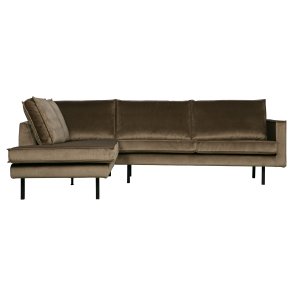 BEPUREHOME Rodeo hjrnesofa, venstre - taupe fljl