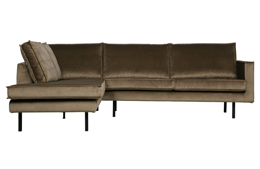 BEPUREHOME Rodeo hjrnesofa, venstre - taupe fljl