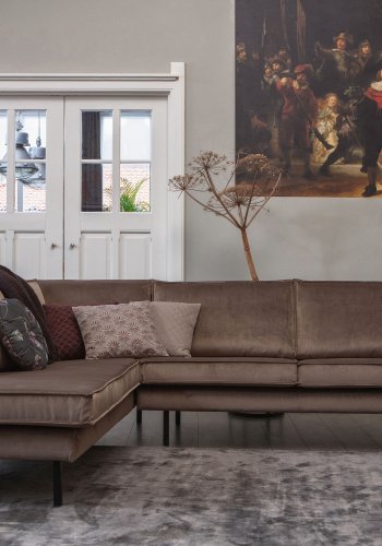 BEPUREHOME Rodeo hjrnesofa, venstre - taupe fljl