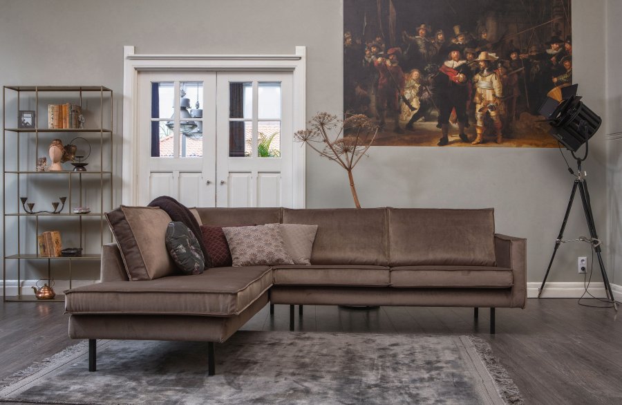 BEPUREHOME Rodeo hjrnesofa, venstre - taupe fljl