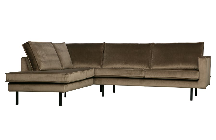 BEPUREHOME Rodeo hjrnesofa, venstre - taupe fljl