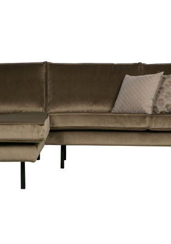 BEPUREHOME Rodeo hjrnesofa, venstre - taupe fljl