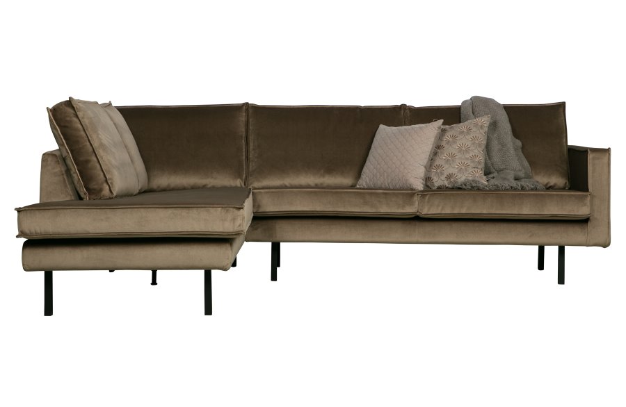BEPUREHOME Rodeo hjrnesofa, venstre - taupe fljl