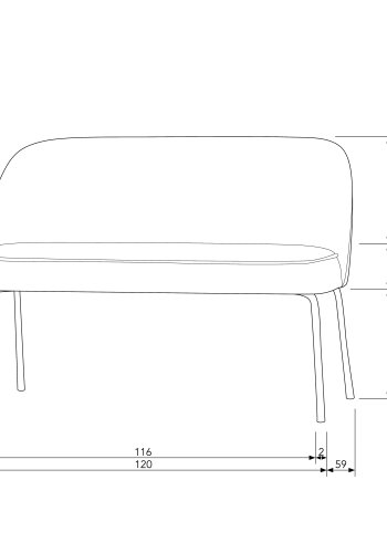 BEPUREHOME Vogue sofabnk - sort fljl polyester og sort metal