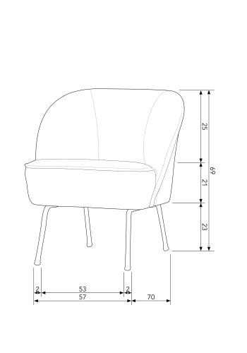 BEPUREHOME Vogue lnestol - sort fljl polyester og sort metal