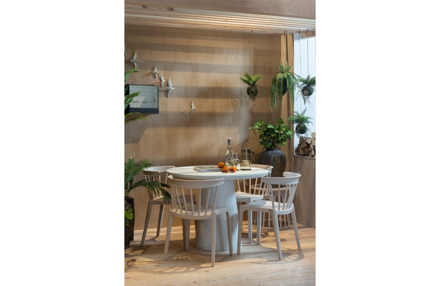 WOOOD Damon spisebord, rund - hvid fiberler (100)