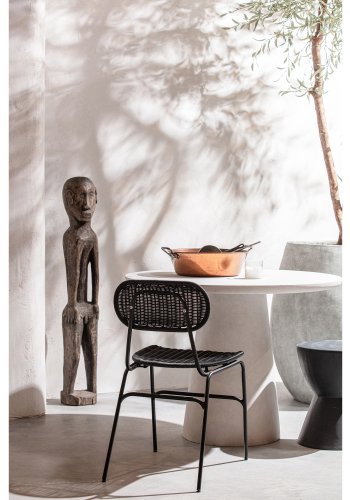 WOOOD Damon spisebord, rund - hvid fiberler (100)