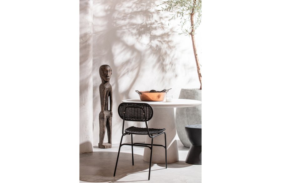 WOOOD Damon spisebord, rund - hvid fiberler (100)