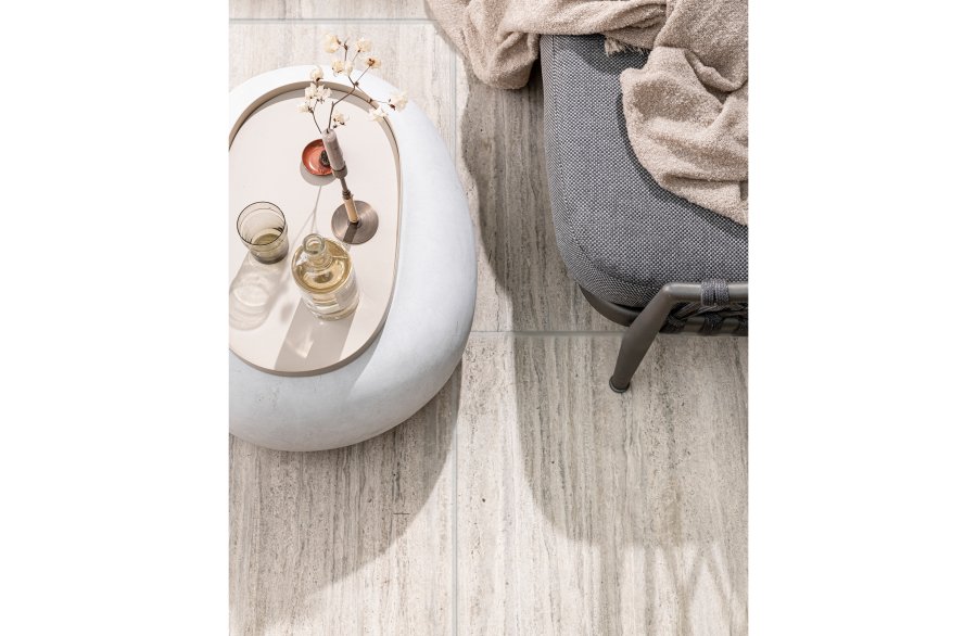 VTWONEN Pebble sofabord til inde og ude, oval - hvid fiberler (65x49)