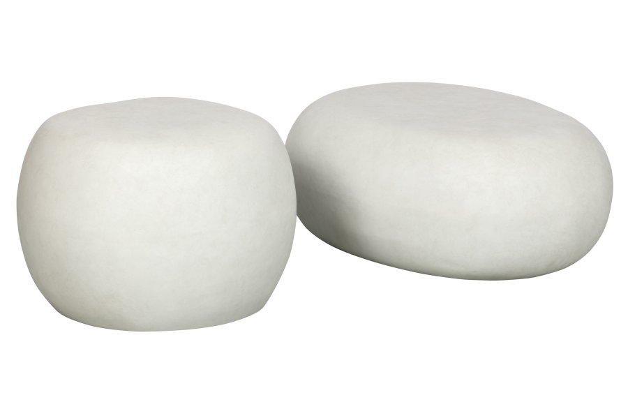 VTWONEN Pebble sofabord til inde og ude, oval - hvid fiberler (65x49)