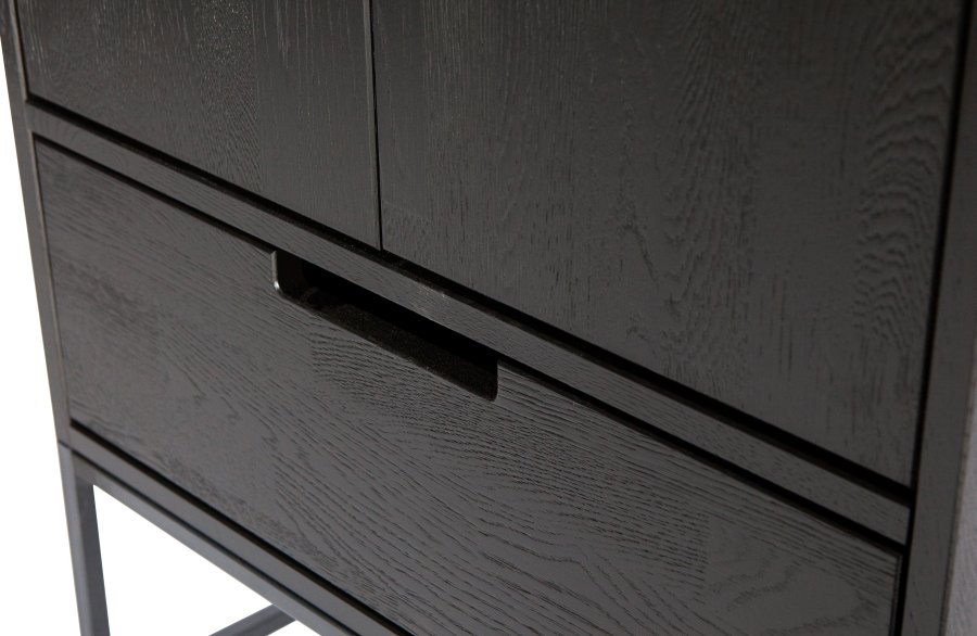 WOOOD EXCLUSIVE Silas garderobeskab, 2 lger, 3 hylder, 1 skuffe - sort Blacknight brstet asketr