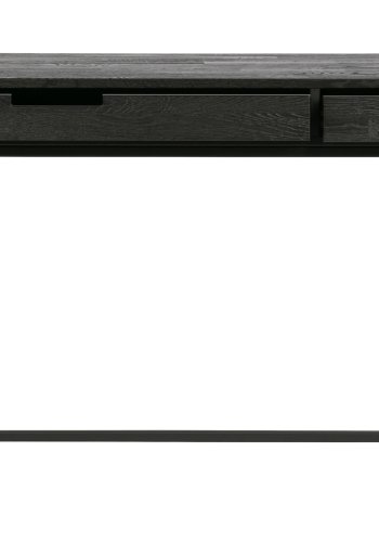 WOOOD EXCLUSIVE Silas skrivebord, m. 2 skuffer - sort Blacknight brstet asketr og metal (140x44)