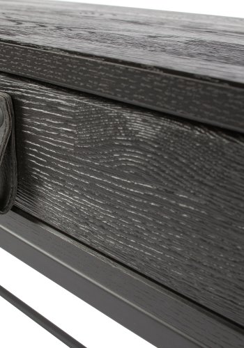 WOOOD EXCLUSIVE Silas skrivebord, m. 2 skuffer - sort Blacknight brstet asketr og metal (140x44)