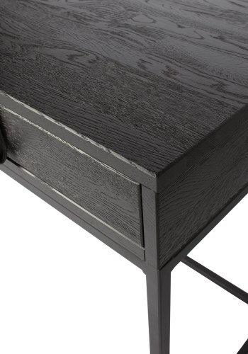 WOOOD EXCLUSIVE Silas skrivebord, m. 2 skuffer - sort Blacknight brstet asketr og metal (140x44)