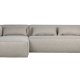 WOOOD EXCLUSIVE Bean hjrnesofa, venstre, inkl. puder - lysegr stof
