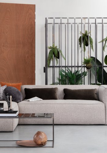 WOOOD EXCLUSIVE Bean hjrnesofa, venstre, inkl. puder - lysegr stof