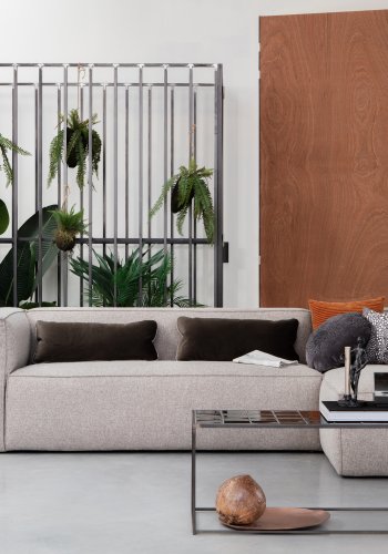 WOOOD EXCLUSIVE Bean hjrnesofa, hjre, inkl. puder - lysegr stof