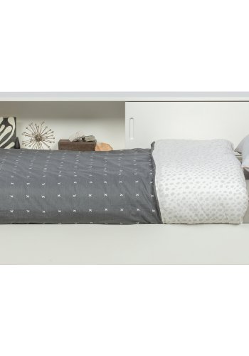 WOOOD Connect hjrne sengeramme, m. 2 rum, ekskl. lamelbund og madras - hvid fyrretr (90x200)