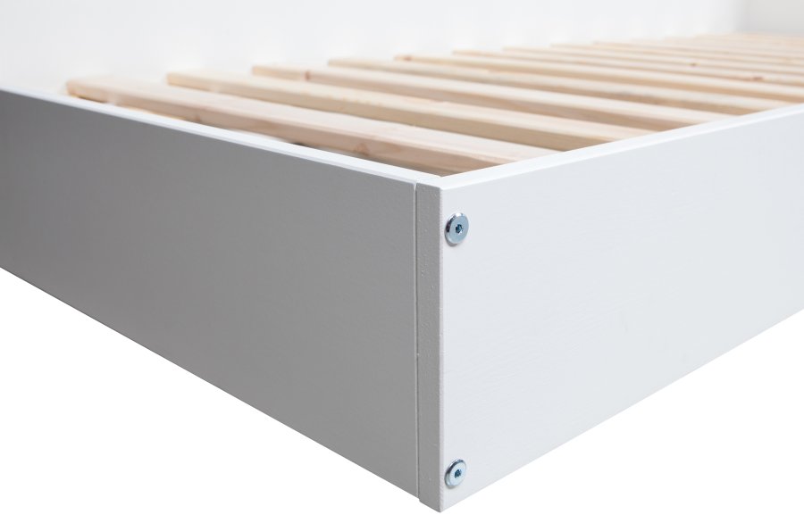 WOOOD Connect hjrne sengeramme, m. 2 rum, ekskl. lamelbund og madras - hvid fyrretr (90x200)
