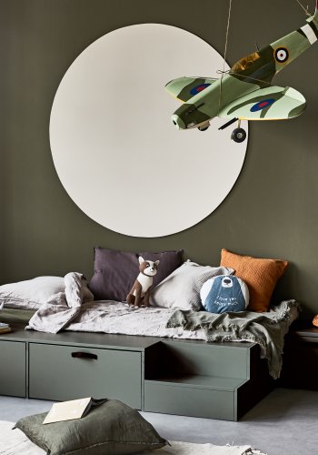 VTWONEN Stage Bunk brnebnk, ekskl. pude, m. 3 skuffer - grn sbetone fyrretr (120x50)