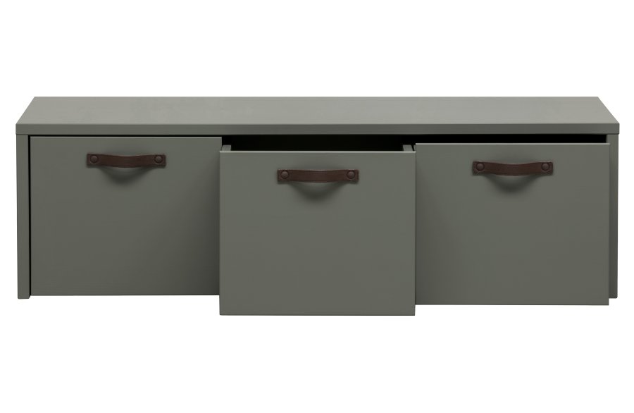 VTWONEN Stage Bunk brnebnk, ekskl. pude, m. 3 skuffer - grn sbetone fyrretr (120x50)