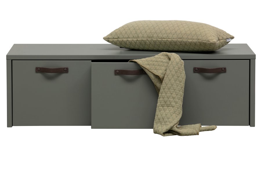 VTWONEN Stage Bunk brnebnk, ekskl. pude, m. 3 skuffer - grn sbetone fyrretr (120x50)