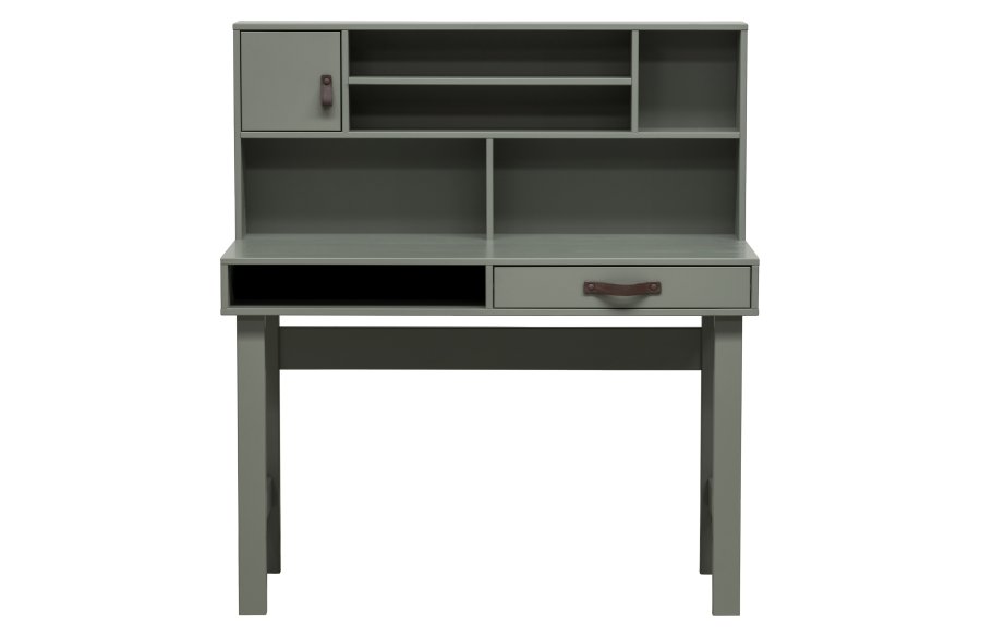 VTWONEN Stage brneskrivebord, m. 1 lge,1 skuffe og hylder - grn sbetone fyrretr (110x58)