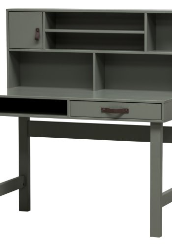 VTWONEN Stage brneskrivebord, m. 1 lge,1 skuffe og hylder - grn sbetone fyrretr (110x58)