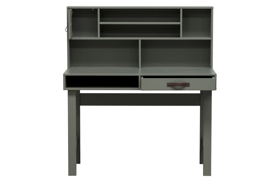 VTWONEN Stage brneskrivebord, m. 1 lge,1 skuffe og hylder - grn sbetone fyrretr (110x58)