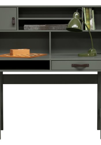 VTWONEN Stage brneskrivebord, m. 1 lge,1 skuffe og hylder - grn sbetone fyrretr (110x58)