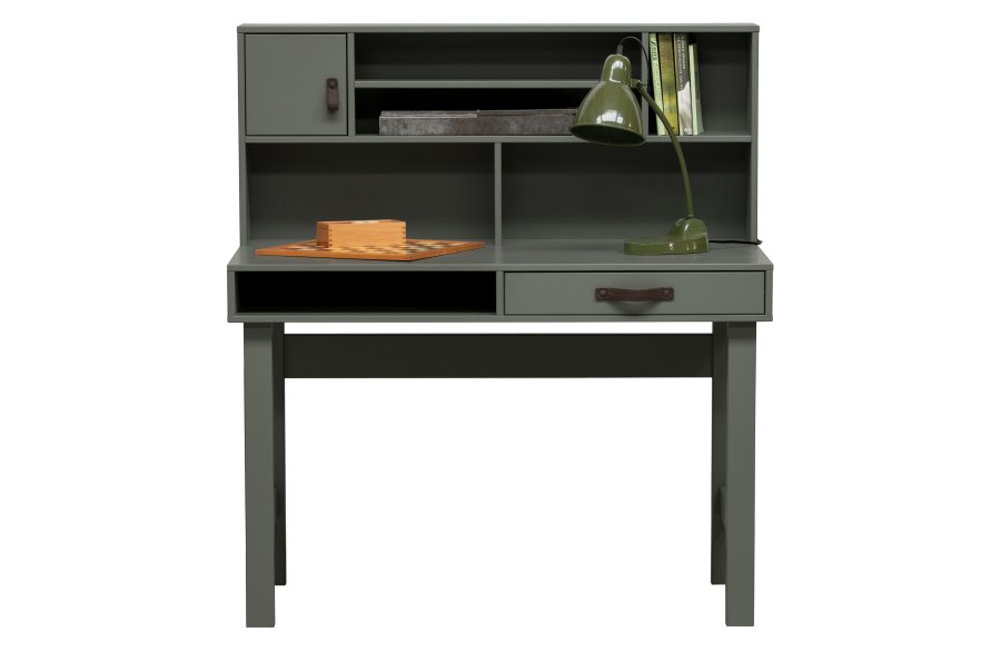 VTWONEN Stage brneskrivebord, m. 1 lge,1 skuffe og hylder - grn sbetone fyrretr (110x58)