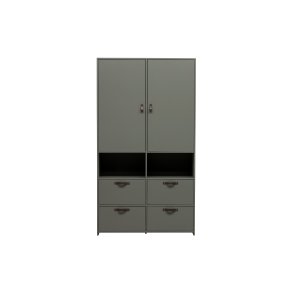 VTWONEN Stage garderobeskab til brn, m. 2 lger, hylder og 4 skuffer - grn sbetone fyrretr