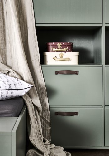 VTWONEN Stage garderobeskab til brn, m. 2 lger, hylder og 4 skuffer - grn sbetone fyrretr