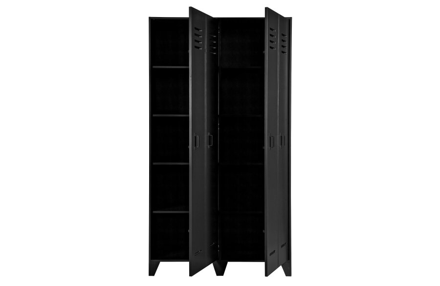 WOOOD Stijn Locker garderobeskab, m. 2 lger og 8 hylder - sort fyrretr