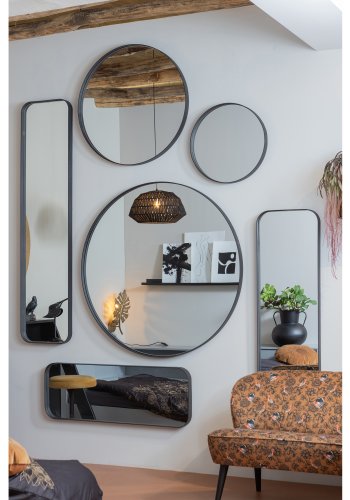 WOOOD Doutzen vgspejl, rund - spejlglas og sort stl (80)