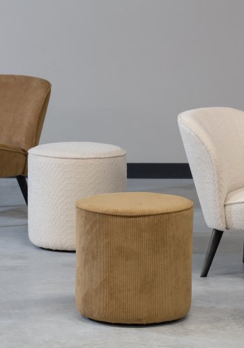 WOOOD Sara lnestol - creme polyester og tr