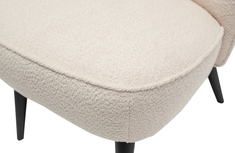 WOOOD Sara lnestol - creme polyester og tr