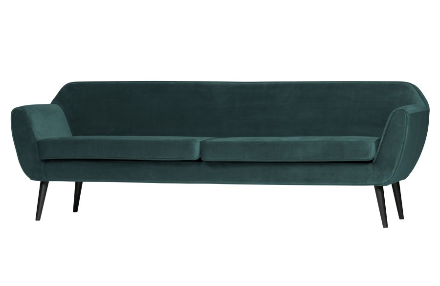 WOOOD Rocco XL sofa - blgrn polyester og sort birketr