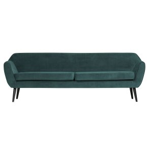 WOOOD Rocco XL sofa - blgrn polyester og sort birketr